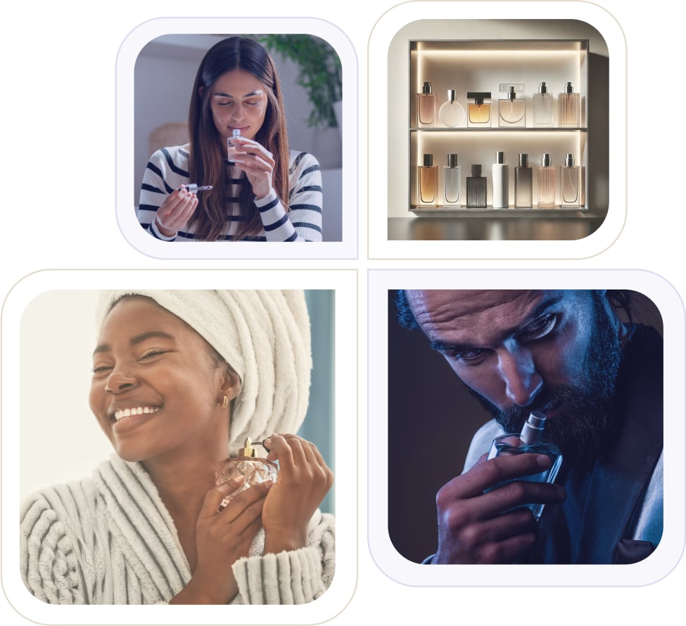 Image showing happy people holding perfumes